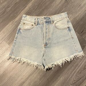 By Together Light Blue Frayed Jean Shorts